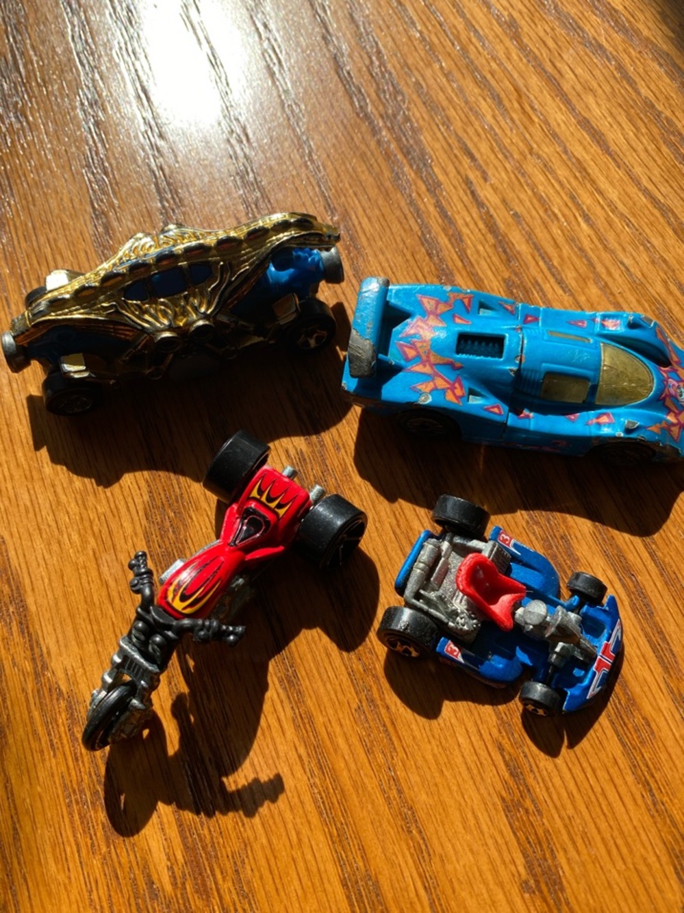 Mattel Hot Wheel Die-Cast Kids Toy Car -4 Total- Blue and Red Vehicles